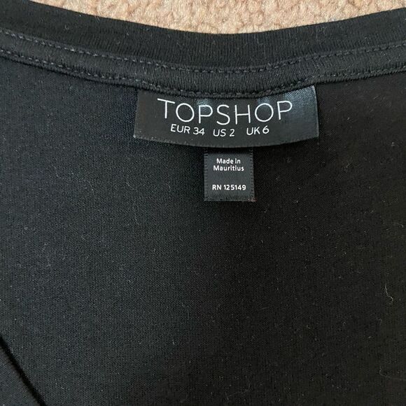 Topshop Black Scoop Neck Tee - Picture 2 of 2